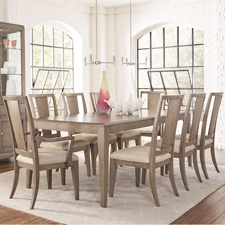 9 Piece Rectangular Table and Chair Set with Leaf